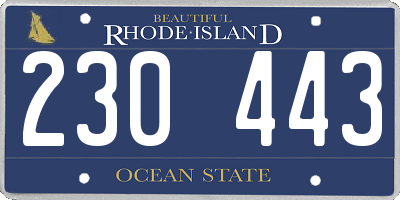 RI license plate 230443