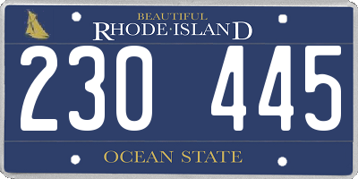 RI license plate 230445