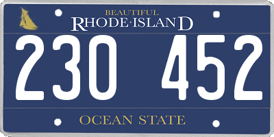 RI license plate 230452