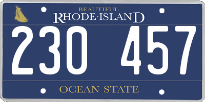 RI license plate 230457