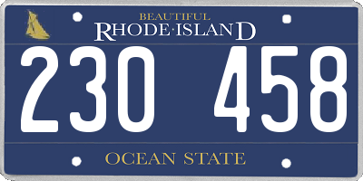 RI license plate 230458
