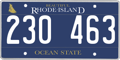 RI license plate 230463