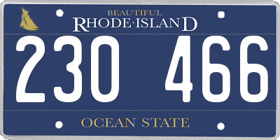 RI license plate 230466