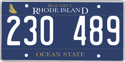 RI license plate 230489