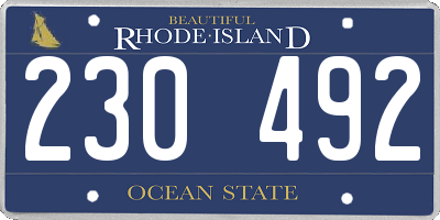 RI license plate 230492