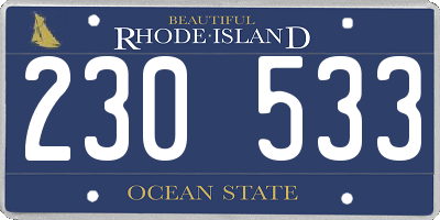 RI license plate 230533