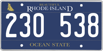 RI license plate 230538