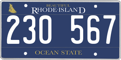 RI license plate 230567