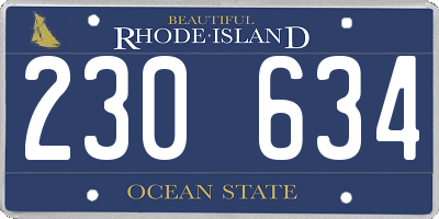 RI license plate 230634