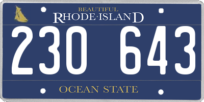RI license plate 230643