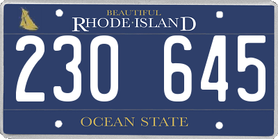 RI license plate 230645