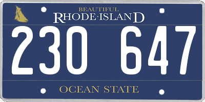 RI license plate 230647