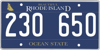RI license plate 230650