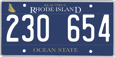 RI license plate 230654