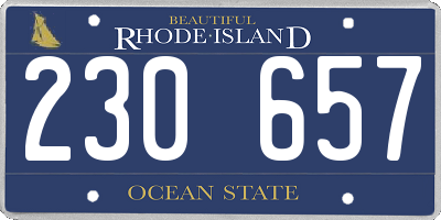 RI license plate 230657