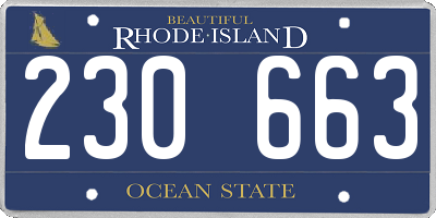 RI license plate 230663