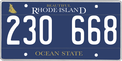 RI license plate 230668