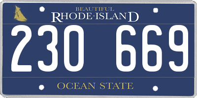 RI license plate 230669