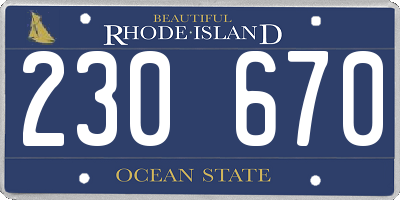 RI license plate 230670