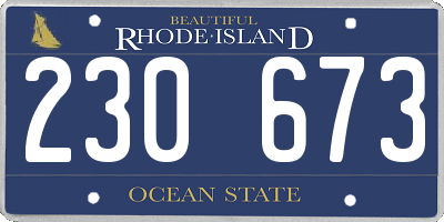 RI license plate 230673