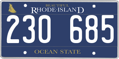 RI license plate 230685