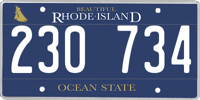 RI license plate 230734