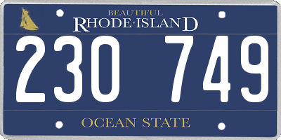 RI license plate 230749