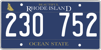 RI license plate 230752