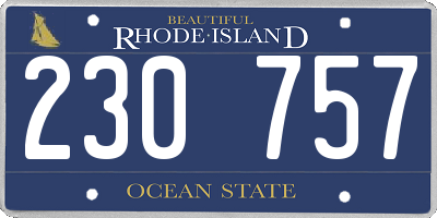 RI license plate 230757