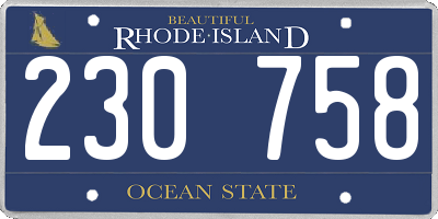 RI license plate 230758