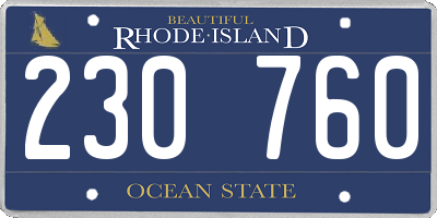 RI license plate 230760