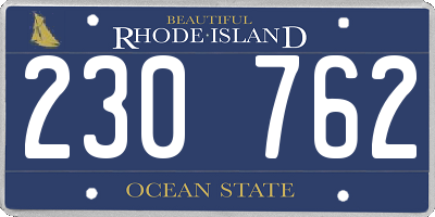 RI license plate 230762