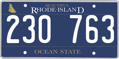 RI license plate 230763
