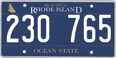 RI license plate 230765