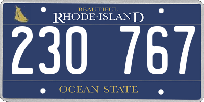 RI license plate 230767