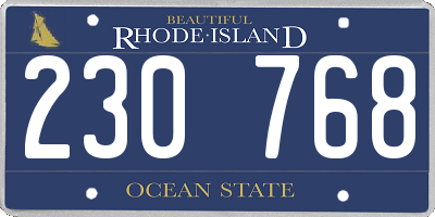 RI license plate 230768