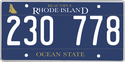 RI license plate 230778