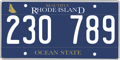 RI license plate 230789