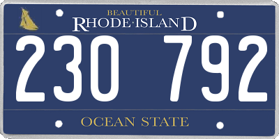 RI license plate 230792