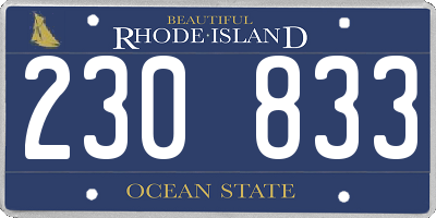 RI license plate 230833