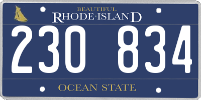 RI license plate 230834