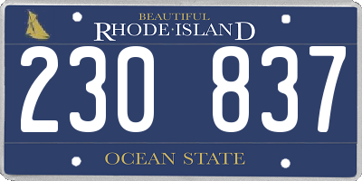 RI license plate 230837