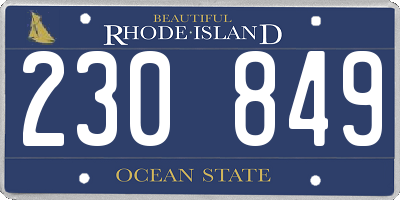 RI license plate 230849