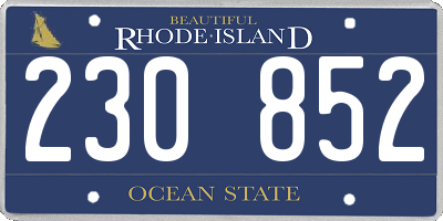 RI license plate 230852