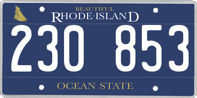 RI license plate 230853