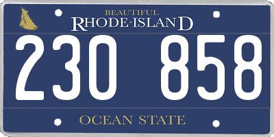 RI license plate 230858