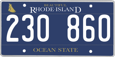 RI license plate 230860
