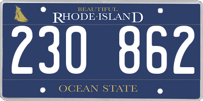 RI license plate 230862