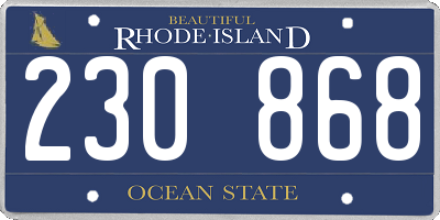 RI license plate 230868