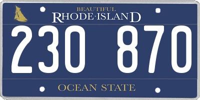 RI license plate 230870